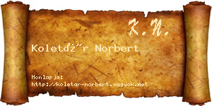 Koletár Norbert névjegykártya