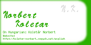 norbert koletar business card