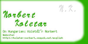 norbert koletar business card